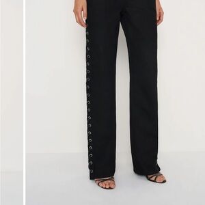 Black Eyelet Detail Women's Pants